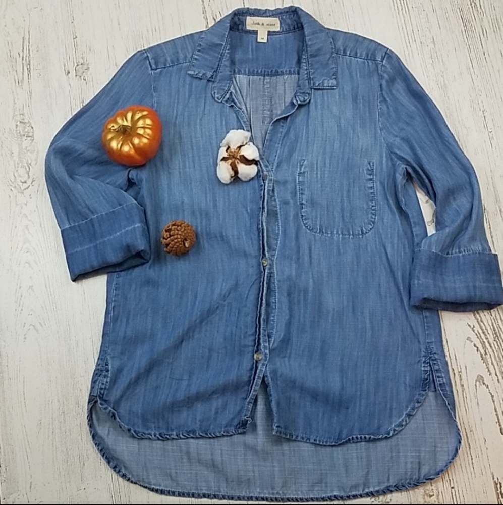 Cloth & Stone Denim 3/4 Sleeve Shirt